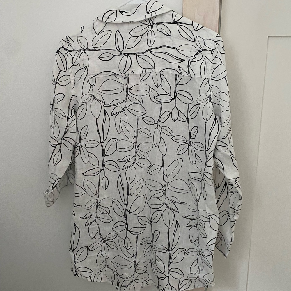 NWT Cynthia Rowley Leaf Print Linen Shirt Sz. S - Picture 3 of 4